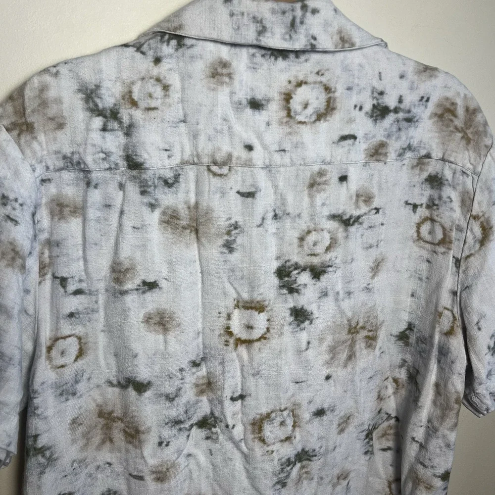 Porter & Ash Shirt Mens Small Linen Blend Toe Dye Button Up Summer Casual Resort